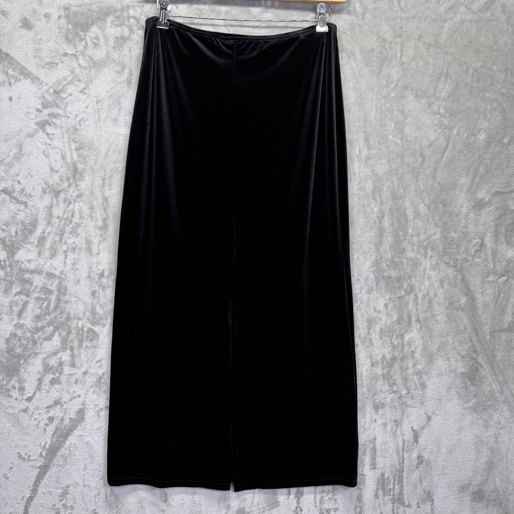 VTG Kathie Lee Women Velvet Maxi Skirt Long Black Large Dark Academia Whimsigoth - Picture 3 of 11